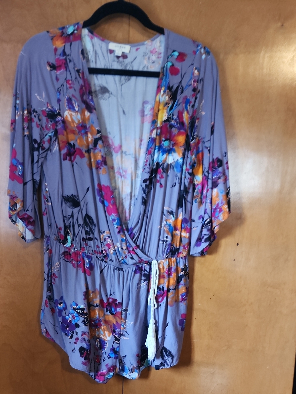 a.n.a Lavender Floral Wrap Tunic with Multicolor Blooms